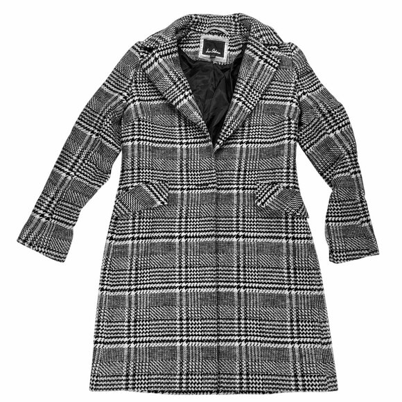 Sam Edelman Two Button Houndstooth Plaid Wool Long Blazer Coat Size S - Picture 2 of 10